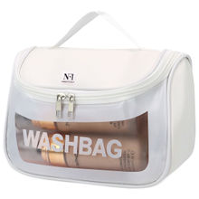 NFI Essentials Transparent Cosmetic Bag with Hook Wash Bag Travel Makeup Bag (M)