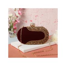 SWISNI Maroon velvet Clutches SWIS-585