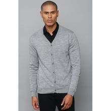 Allen Solly Men Grey Textured V Neck Full Sleeves Sweater