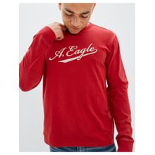 American Eagle Mens Red Super Soft Long-sleeve Graphic T-shirt