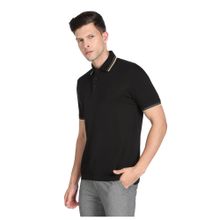 Arrow Black Cotton Solid Polo T-Shirt