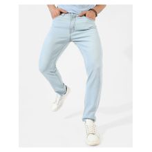 Campus Sutra Mens Classic Light Blue Light Blue Washed Regular Fit Denim Jeans