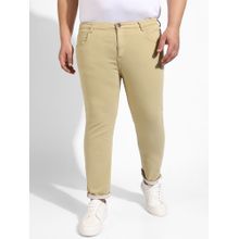 Instafab Plus Mens Regular Fit Denim Jeans Color Beige