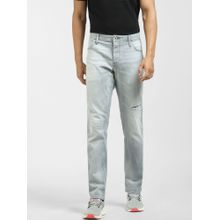 Jack & Jones Grey Low Rise Distressed Tim Regular Jeans -28