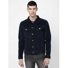 Lee Men Navy Solid Jacket (Regular)