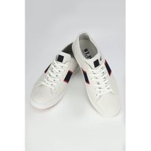 Louis Philippe Printed White Lace Up Shoes