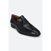 Louis Philippe Solid Black Slip Ons