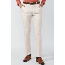 Peter England Men Cream Solid Slim Fit Formal Trousers