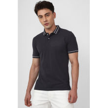 Peter England Men Black Solid Polo Neck Polo T-Shirts