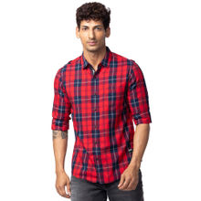 Spykar Red Full Sleeves Cotton Bamboo Shirt for Men
