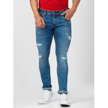 Spykar Men Mid Blue Cotton Slim Fit Narrow Length Jeans (Skinny)