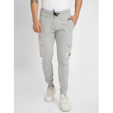 Spykar Men Ecru Melange Slim Fit Ankle Length Blended Jogger Trackpant