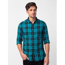 Spykar Green Full Sleeves Y/d Cotton Bamboo Shirt For Men