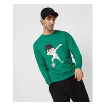 Styli Green Football Themed Front Graphic Regular Fit Sweatshirt