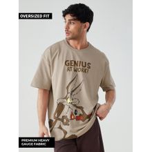 The Souled Store Official Looney Tunes- Magic Mushroom Oversized T-shirts In Brown