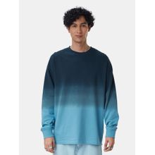 The Souled Store Dip Dyed Blue Topaz Oversized Full Sleeve T-Shirts for Men