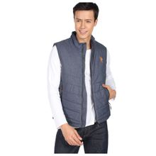 U.S. Polo Assn. Denim Co. Men Indigo High Neck Sleeveless Solid Padded Jacket