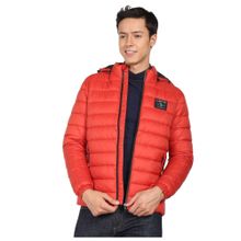 U.S. Polo Assn. Denim Co. Men Dark Orange Long Sleeve Brand Print Hooded Jacket