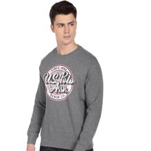U.S. Polo Assn. Denim Co. Men Grey Crew Neck Brand Print Sweatshirt