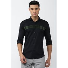 Van Heusen Men Black Skinny Fit Stripe Full Sleeves Casual Shirt
