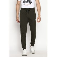 Van Heusen Athleisure Men Drawstring Waist & Side Panel Joggers - Army Green