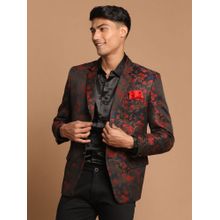 Vastramay Men Maroon Jacquard Blazer