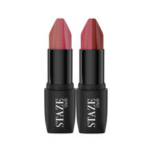 STAZE 9to9 Triple Trouble Duo 3 In 1 Lipstick - Caramel Rose + Brick Pink