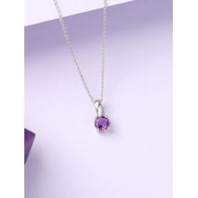 925 Silver 0.65 Carat Purple Amethyst Twilight Solitaire Necklace for Women & Girls