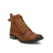 Delize Mens Tan Solid Derby Ankle Boots