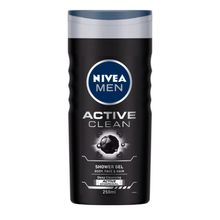 NIVEA MEN Body Wash- Active Clean with Active Charcoal- Shower Gel for Body- Face & Hair 3-in-1