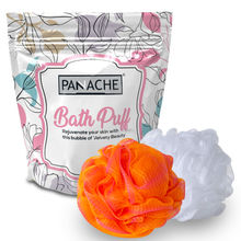 Panache Premium Soft Bath Loofah Sponge Scrubber For Men & Women ( Pack of 2) (Orange & White)