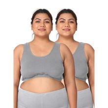Adira Women Grey Cotton Solid Bras (Pack of 2)
