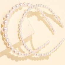 OOMPH White Pearls Wedding Fashion Hair Head Band