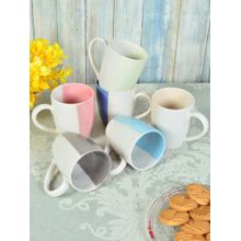 FABINALIV Pack of 6 Multicolor Striped Handcrafted Ceramics Glossy Mugs