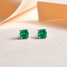 Ornate Jewels 925 Sterling Silver Green Emerald Stud Earrings For Women
