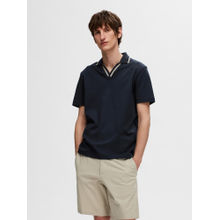 SELECTED HOMME Dark Blue Organic Cotton Polo T-Shirt