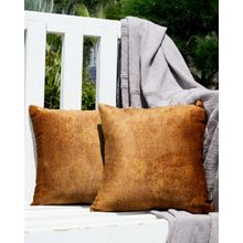 GRHAMOY Cotton Cushion Cover Mustard (16x16 inches) (Pack of 2)
