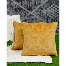 GRHAMOY Cotton Cushion Cover Yellow (16x16 inches) (Pack of 2)