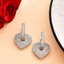 Voylla Sparkling Elegance Hearts Round Cut Cz Huggie Earrings