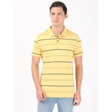 Jockey UM15 Men Cotton Striped Polo T-Shirt - Corn Silk and Night Sky Ground