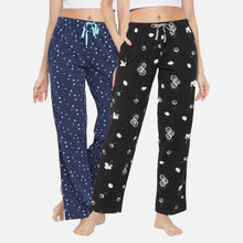Clovia Pack Of 2 Cotton Assorted Color & Prints Pyjama - Multi-Color