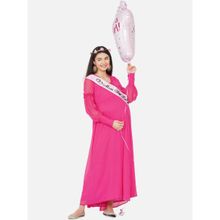 Mine4Nine Womens Maternity Solid Pink Color Maxi Baby Shower Dress
