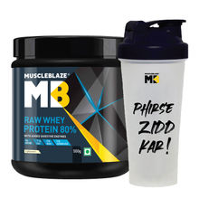 MuscleBlaze Raw Whey Protein Concentrate 80% (Unflavoured) With Shaker (Combo Pack)