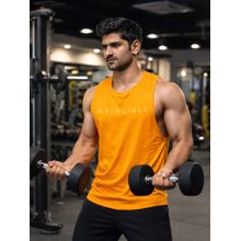 INVINCIBLE Men Orange Cotton Solid Tank Top