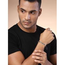 Karatcart Bohey by Men Silver and Black Link Bracelet for Men