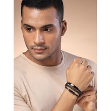 Karatcart Bohey by Men Leather Multistrand Wraparound Bracelet for Men