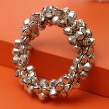 Moedbuille Handcrafted Ghungroo Studded Oxidised Silver Plated German Silver Antique Bracelet