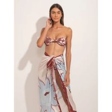 Addery Brown Bandeau Bikini Top With Panty & Sarong (Set of 3)