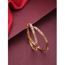 Priyaasi Set Of 2 Silver-Toned Gold-Plated Ad Studded Handcrafted Bangles