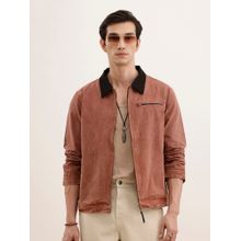 WROGN Brown Regular Fit Zipper Denim Jacket